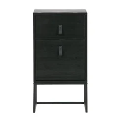 Zola Nachtkastje met Lade en Deur Zwart 40cm