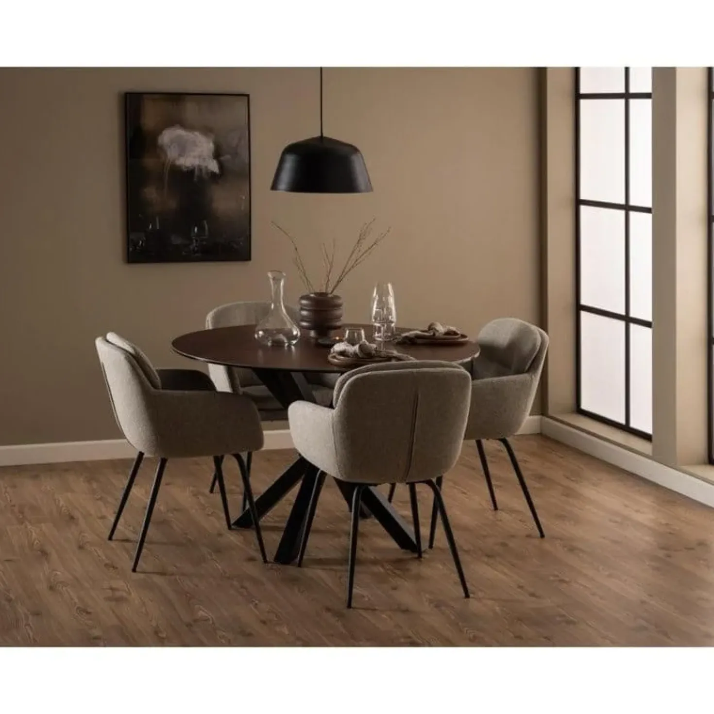 Zuvio Eettafel Rond Bruin Keramiek 120cm