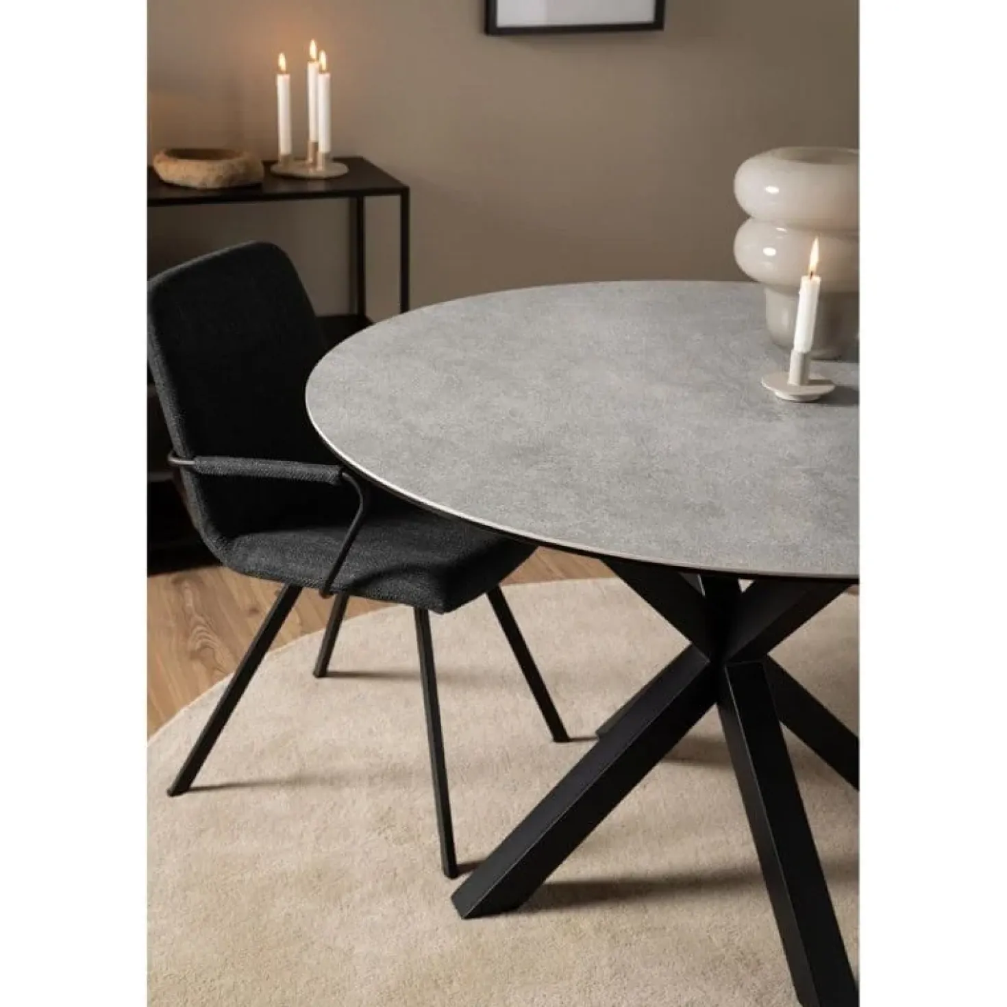 Zuvio Eettafel Rond Grijs Keramiek 120cm