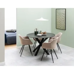 Zuvio Eettafel Rond Zwart Keramiek 120cm