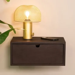 Zwevend Nachtkastje Hover Espresso Mangohout 45cm