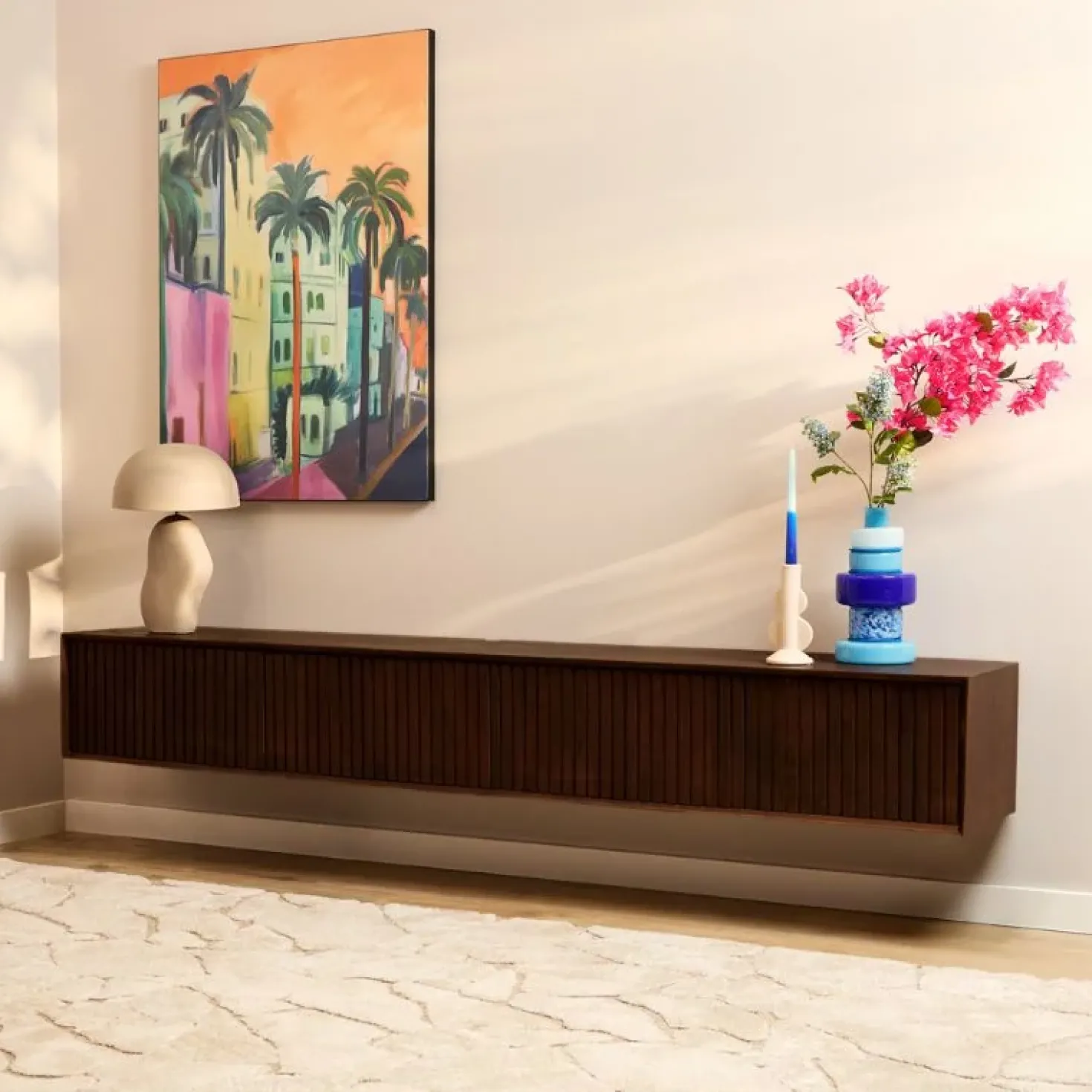 Zwevend Tv meubel Martin Walnoot 200cm