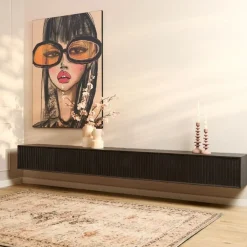 Zwevend Tv meubel Martin Zwart 280 cm