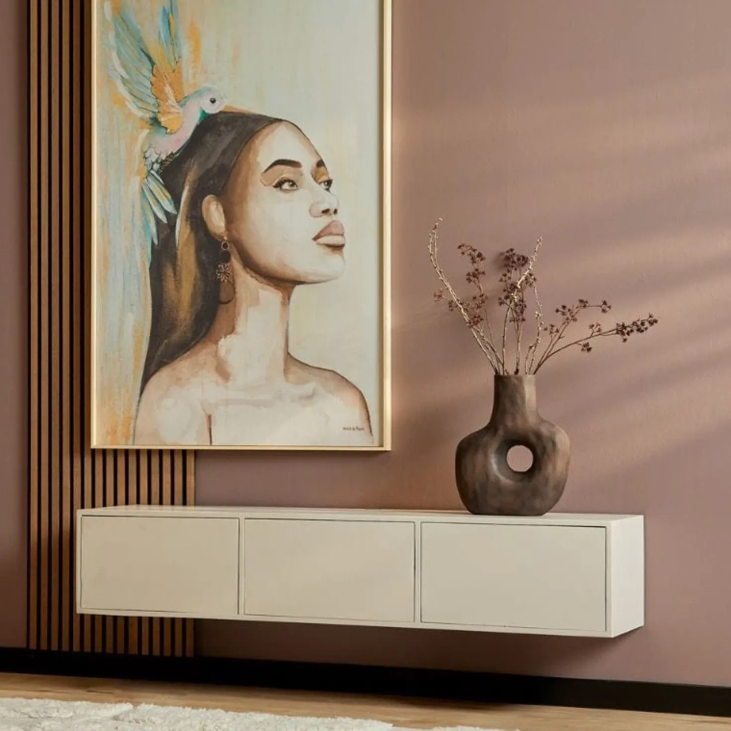 Zwevend Tv meubel Melanie Zand 160cm