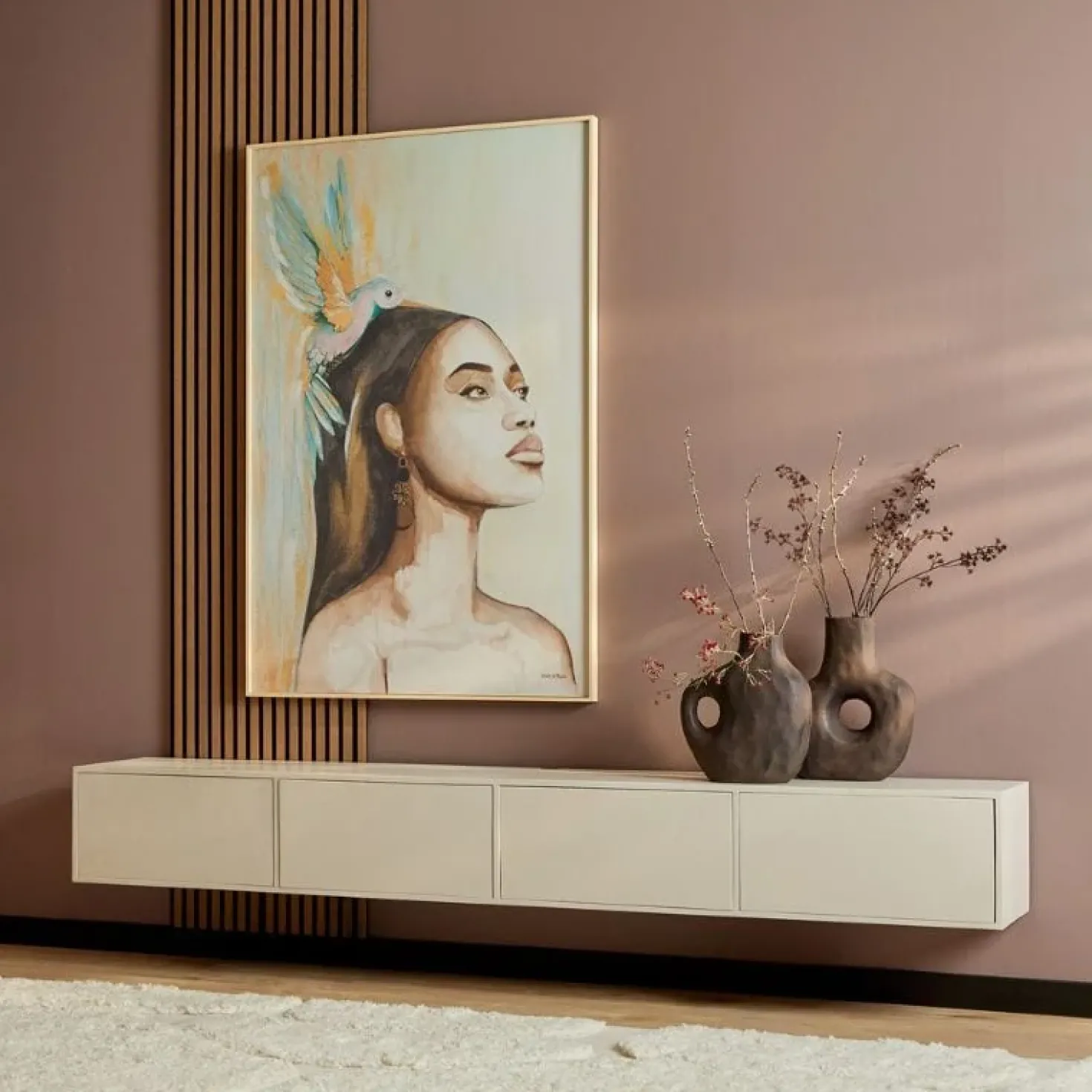 Zwevend Tv meubel Melanie Zand 240cm