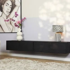 Zwevend Tv meubel Melanie Zwart 200cm