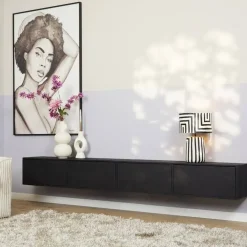 Zwevend Tv meubel Melanie Zwart 240cm