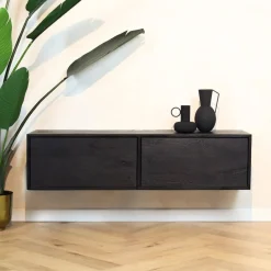 Zwevend Tv meubel Melanie Zwart 120cm
