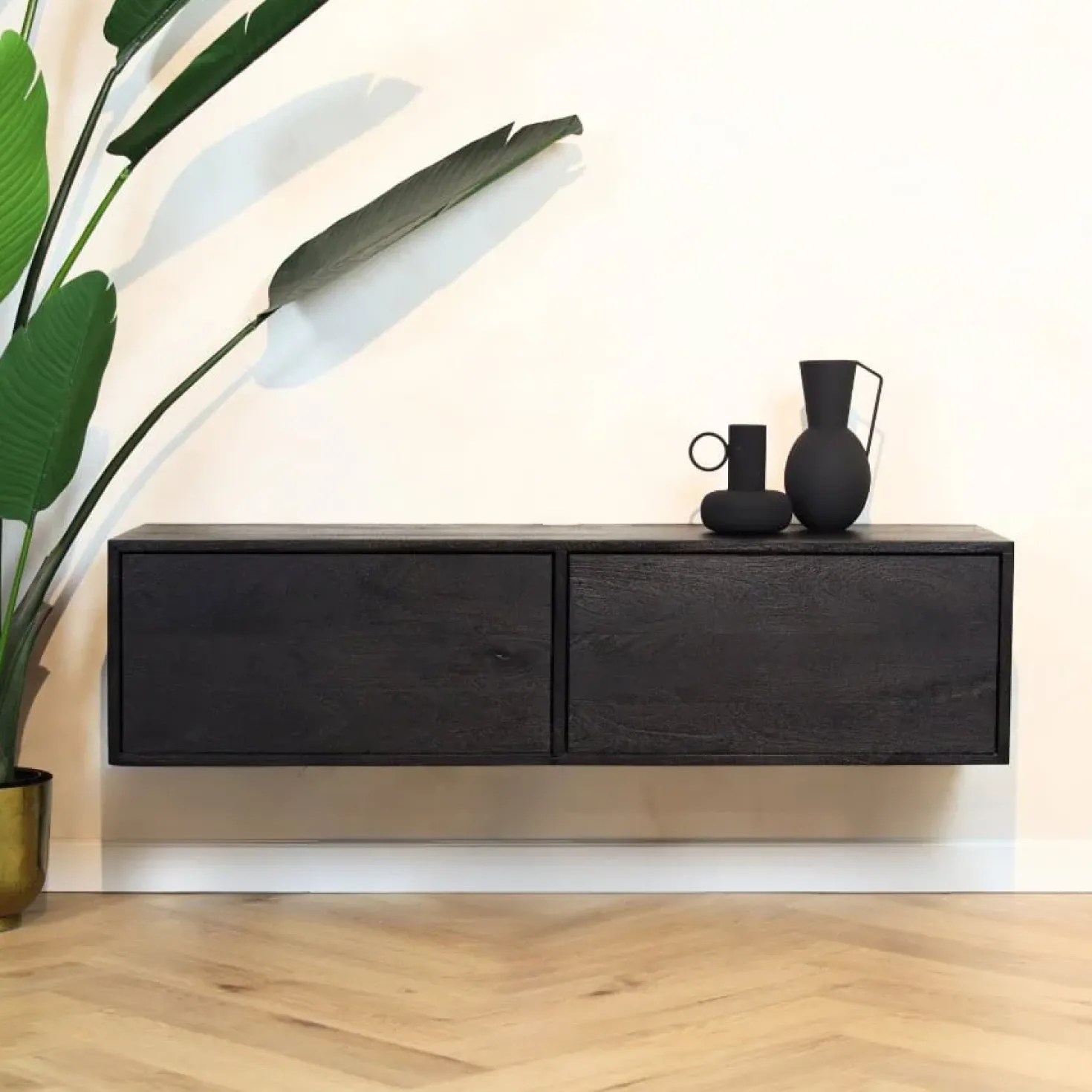 Zwevend Tv meubel Melanie Zwart 120cm