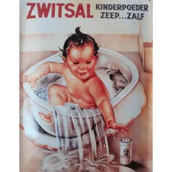Zwitsal poeder zeep zalf - metalen bord
